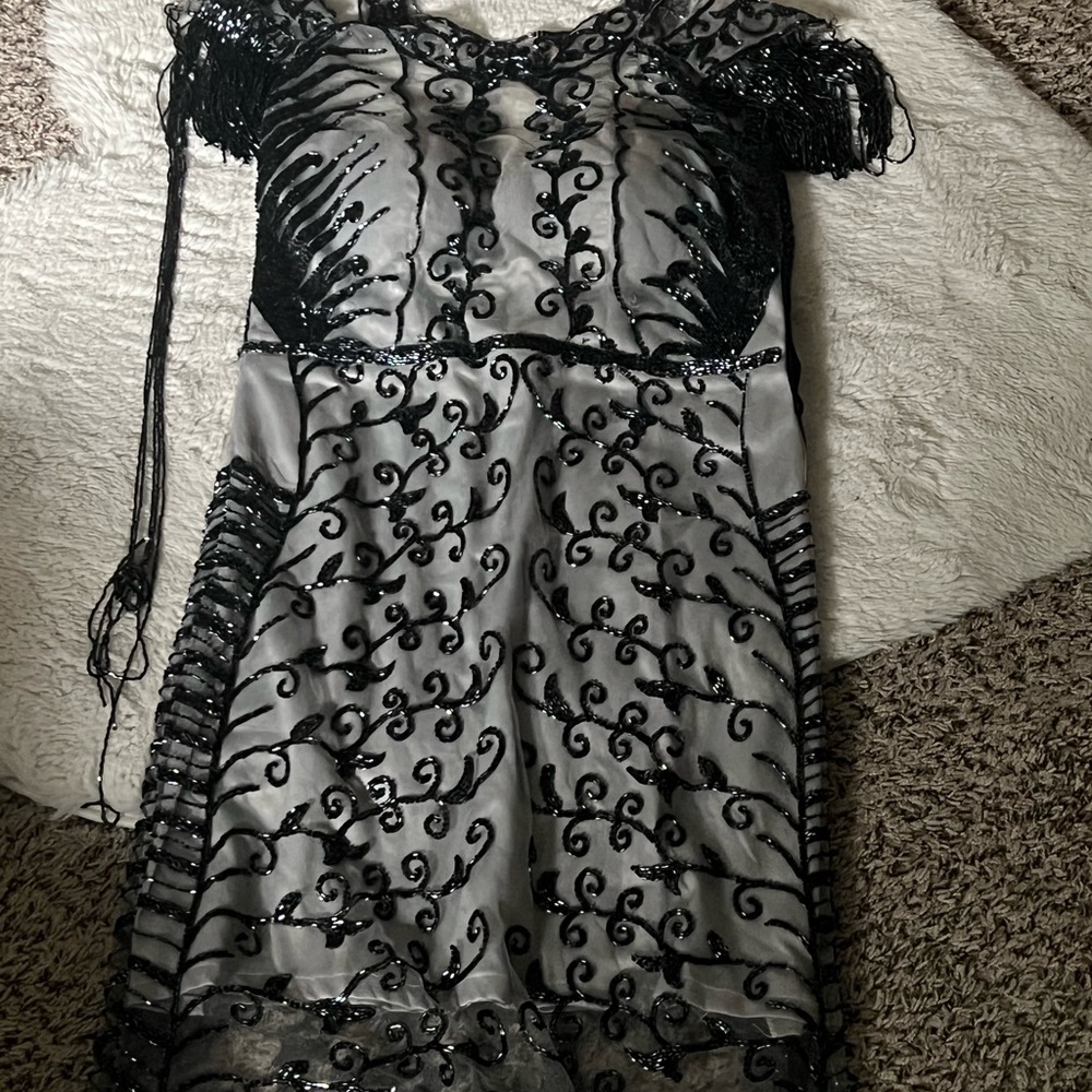Elegant Black and Silver Embroidered Dress